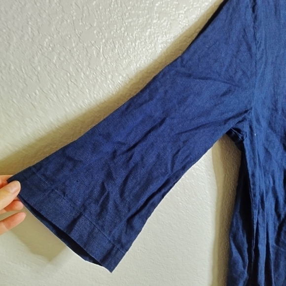 Len Ok linen langenlook loose crew neck pocket 3/4 sleeve dress sz XXL - Picture 4 of 8